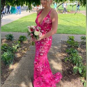 Beautiful Jovani pink flower sequin prom dress!